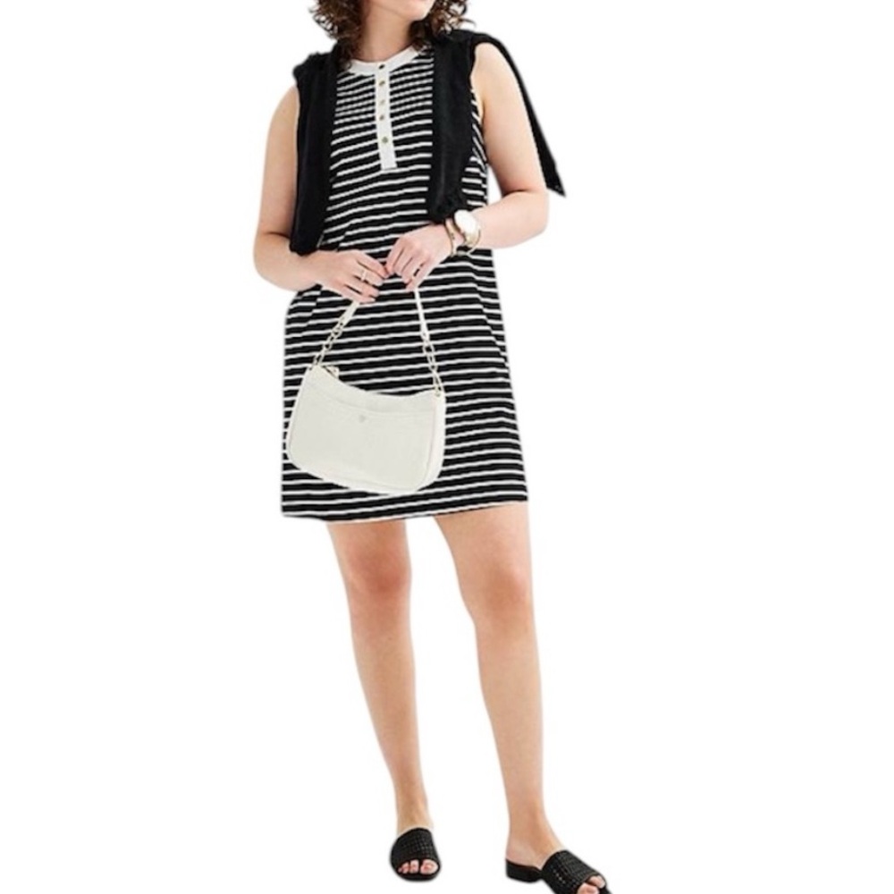 Draper James Women’s Black and White Striped Sleeveless Shift Knit Dress NEW XS